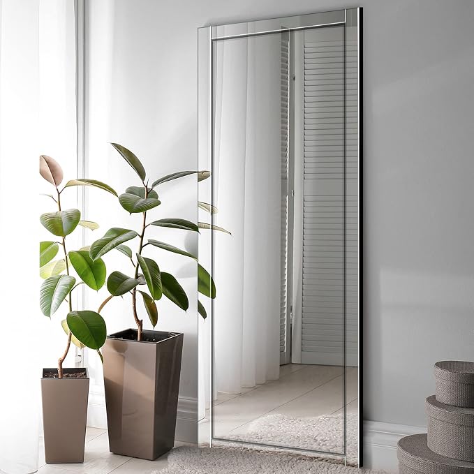 Syndra 65x24 Full Length Wall Mirror, Large Rectangle Mirrors with Reflect Frame, Wall Mounted/Hanging, Full Body Mirror for Bedroom, Living Room, Bathroom, Dressing Room & Gym Decor