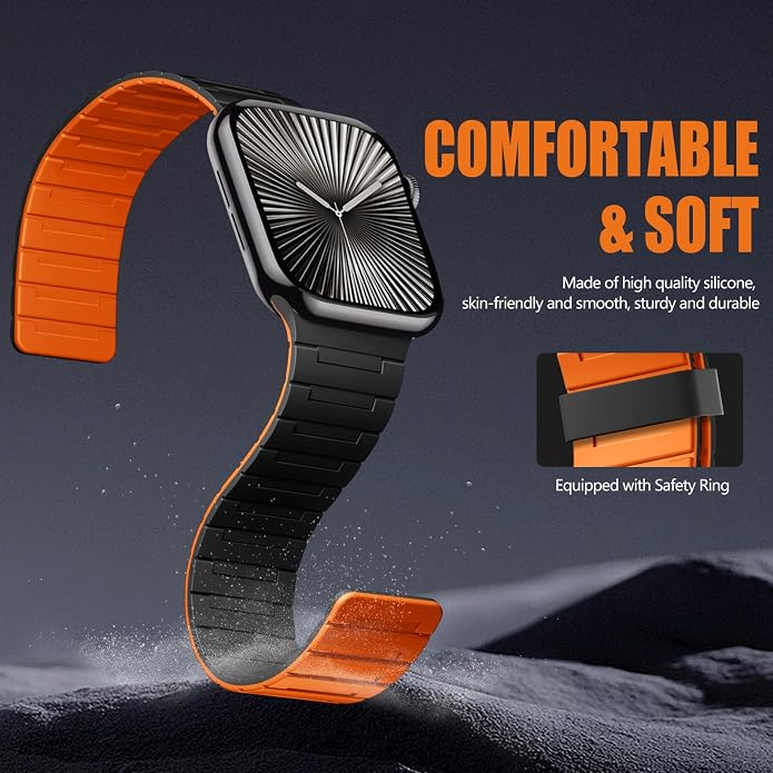 SNBLK Magnetic Watchband Compatible with Apple Watch for Men 44mm 45mm 46mm 49mm 42mm 41mm 40mm 38mm Women, Silicone Sport Strong Magnet Strap for iWatch Series 11 Ultra 3 Ultra 2 Se 10 9 8 7 6 5 4 1
