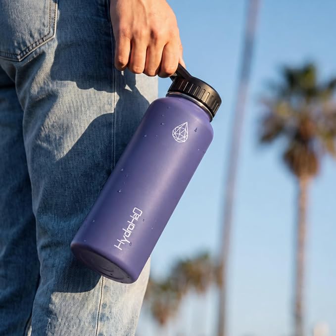 37 oz Insulated Water Bottles with Twist Cap, Keep Cold 24H, Leak-Proof, BPA-Free, Double Wall Stainless Steel Water Flask for Sports, Gym, Travel, and School (Purple)
