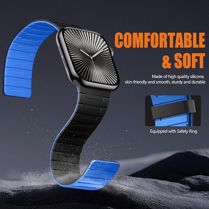 SNBLK Magnetic Watchband Compatible with Apple Watch for Men 44mm 45mm 46mm 49mm 42mm 41mm 40mm 38mm Women, Silicone Sport Strong Magnet Strap for iWatch Series 11 Ultra 3 Ultra 2 Se 10 9 8 7 6 5 4 1
