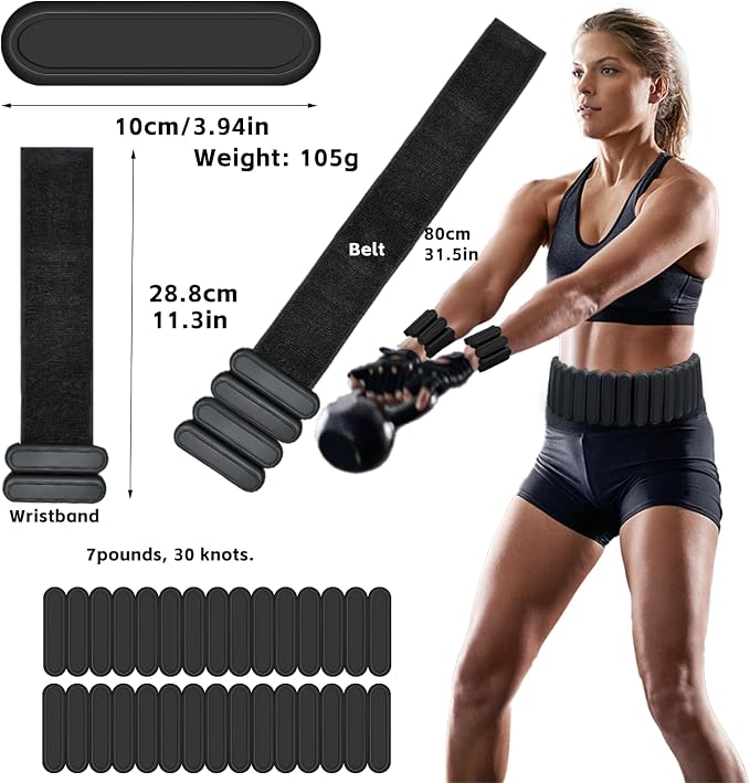 BBK Up to LBS Adjustable Weighted Belt For Women and Men, Weighted Walking Exercise Belt for Gym, Strength Training, Wrist & Ankle