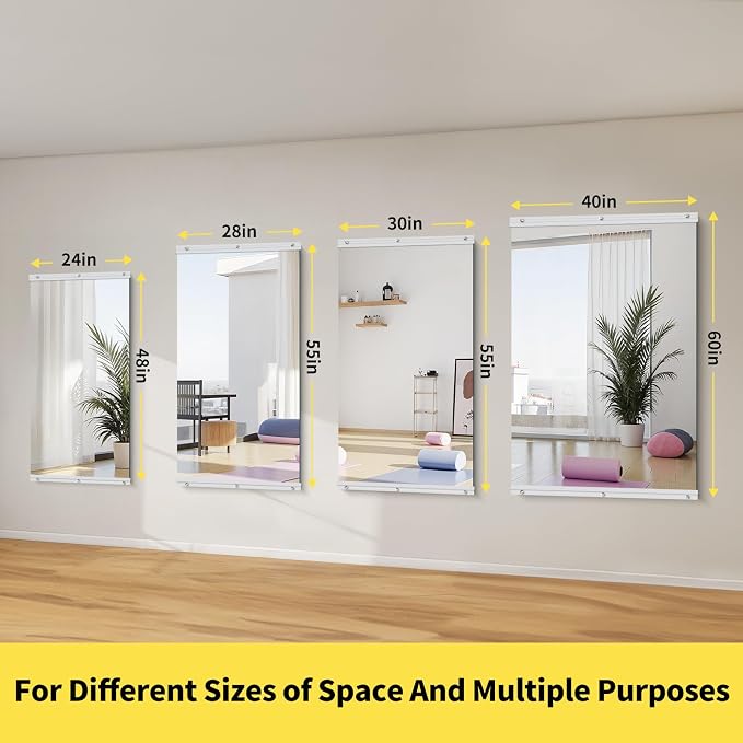 Home Gym Mirror Wall Mounted,55x30 Inch,3PCS Full Length Mirror