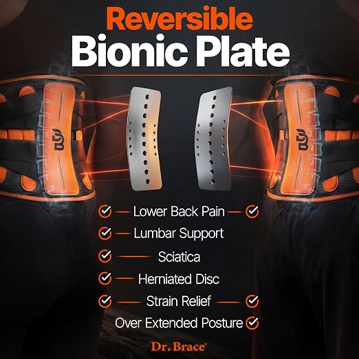 DR. BRACE® Lower Back Brace for Men & Women for Lower Back Pain Relief, Revolutionary Versatile Splints System & Removable Lumbar Pad, Adjustable & Breathable Back Support Brace