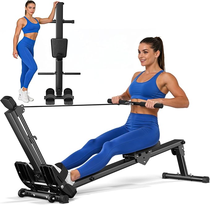 Rowing Machine, LUBBYGIM Magnetic Rower Machine, Foldable, LCD Display