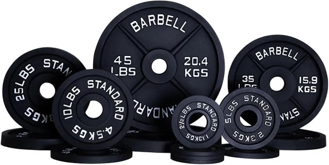 Weight Plate Pairs and Sets from Barbell Standard | Powder Coated & Extremely Durable | Fits 2" Olympic Barbells | 2% Tolerance Guarantee