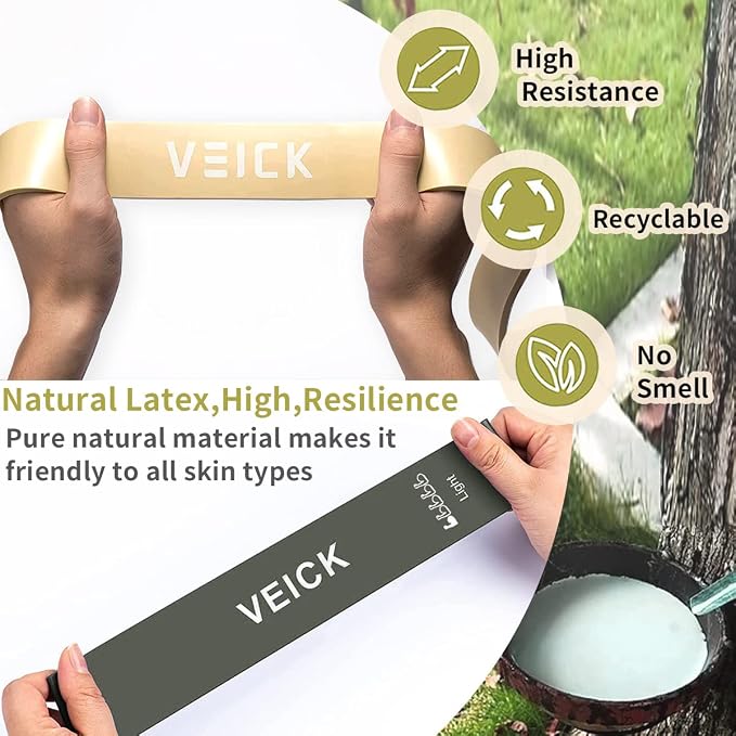 VEICK Pull Up Assist Resistance Bands for Home Gym | 100% Natural Latex, Non Slip Leather Texture, Space Saving, Versatile for Full Body Training, Home Gym