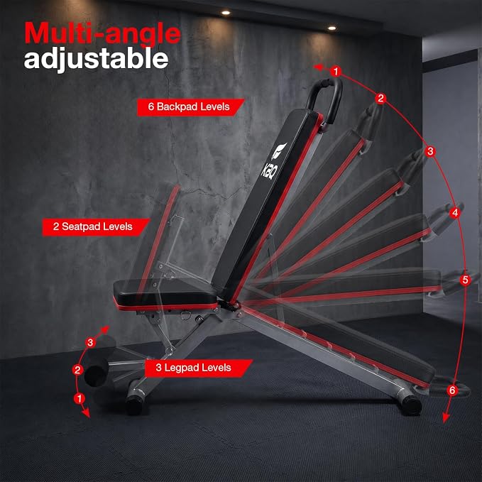 Adjustable Exercise Chair for Home Gym – Foldable Back Extension Bench for Core, Hip & Lower Back Workout – Multi-Functional Hyperextension Bench for Full-Body Exercise（with Illustrated Training Action Guide）