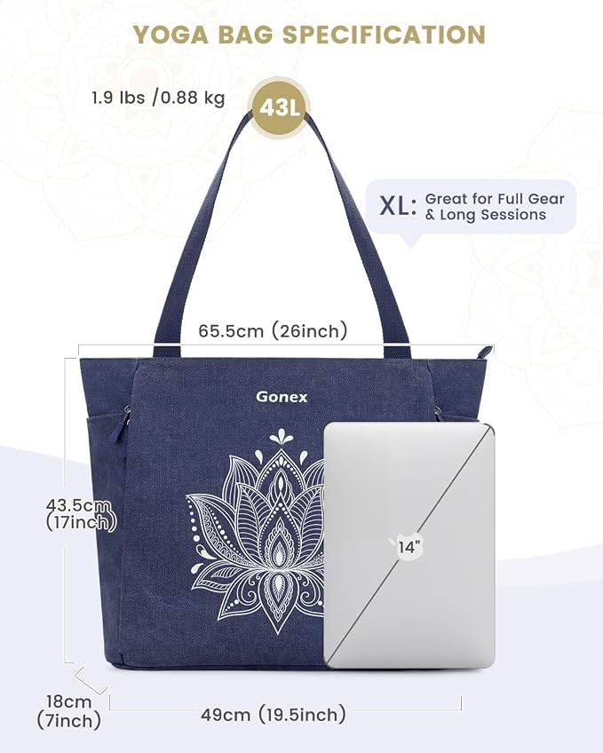 Gonex Yoga Mat Bag with Zipper Mat Carrier Canvas Gym Tote | Durable Canvas, Zipper Closures Prevent Slipping, Quick Access, Bottle Holder, Fits Yoga Blocks, Gym & Travel Use