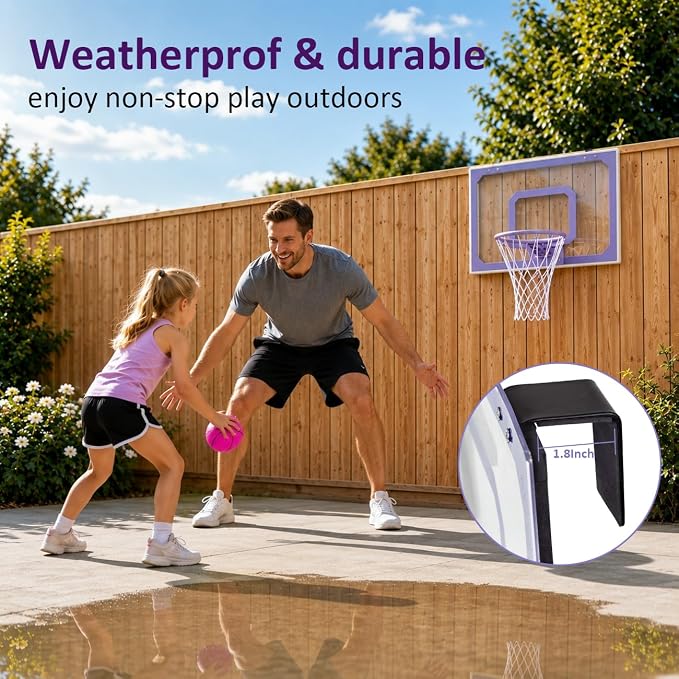 Mini Basketball Hoop Indoor – Over Door Basketball Set w/ 17"x11" Shatterproof Backboard, Foam-Padded Door Protection, Quiet Slam Dunk, 3 Mini Balls & Pump, No Tools Required