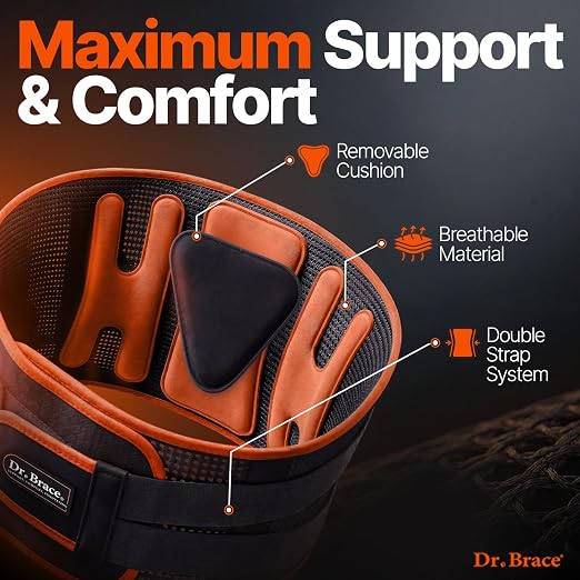 DR. BRACE® Lower Back Brace for Men & Women for Lower Back Pain Relief, Revolutionary Versatile Splints System & Removable Lumbar Pad, Adjustable & Breathable Back Support Brace