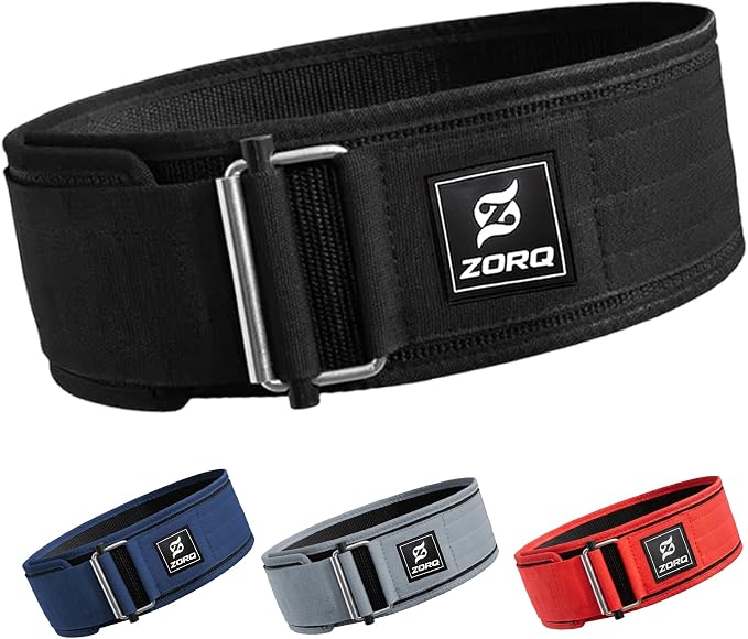 ZORQ Self-Locking Weight Lifting Belt - 4 Inch Wide Quick-Locking Gym Belt for Men & Women - Professional Weightlifting Belt for Olympic Lifting, CrossFit, Squats & Deadlifts - Back Support