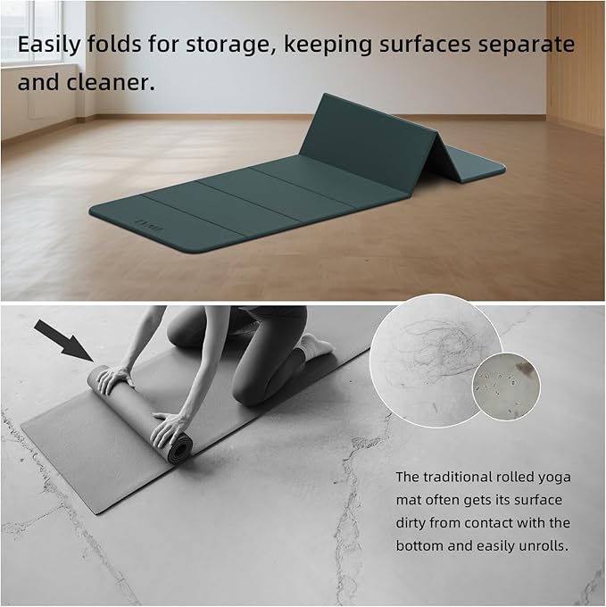 LVME Foldable Yoga Mat, 71"x24"x1/3" Thick(8mm), Non Slip Exercise Mat | SGS Certified POE, Fitness Travel Mat, Easy To Store, Foldable for Exercise, Yoga, Pilates, Home Workouts