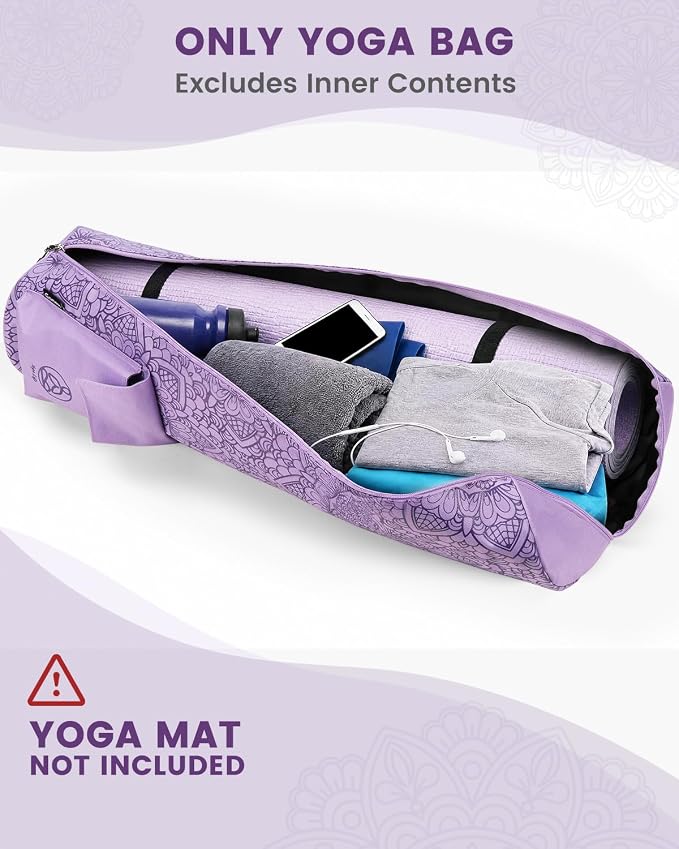 Gonex Yoga Mat Bag, Full-Zip Mat Carrier | 600D Oxford Fabric, Wet Pocket, Front Zip Pocket, Adjustable Strap, Fits Mats up to 26"