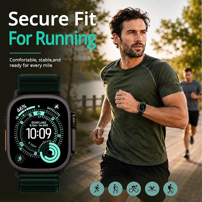 Nylon Loop Sport Band Compatible with Apple Watch Ultra 3 2 Band 49mm 46mm 45mm 44mm 42mm 41mm 40mm 38mm Women Men, Stretchy Strap Elastic Fabric Wristband for iWatch Series 11 10 SE 9 8 7 6 5 4 3 2 1
