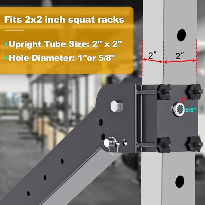Kipika Power Rack Jammer Arms - Adjustable Height & Angle Lever Arm System for 2x2 or 3×3 Power Cages with 5/8" or 1" Holes - Fits 2-Inch Olympic Plates - 1 Pair