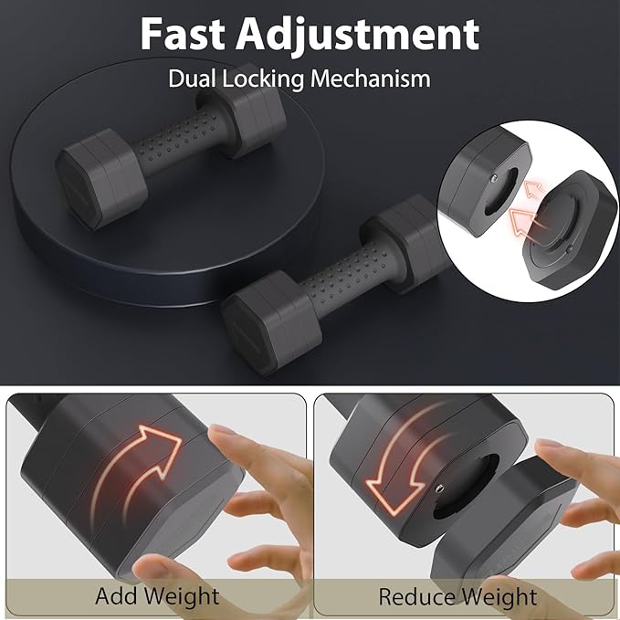 Adjustable Dumbbell Set of 2, 4 in 1 Free Weights Dumbbells Set, Hand Weights for Women at Home, 5 lb Dumbbells Set with Non-slip Comfort Handle for Home Gym Exercise Workout Training