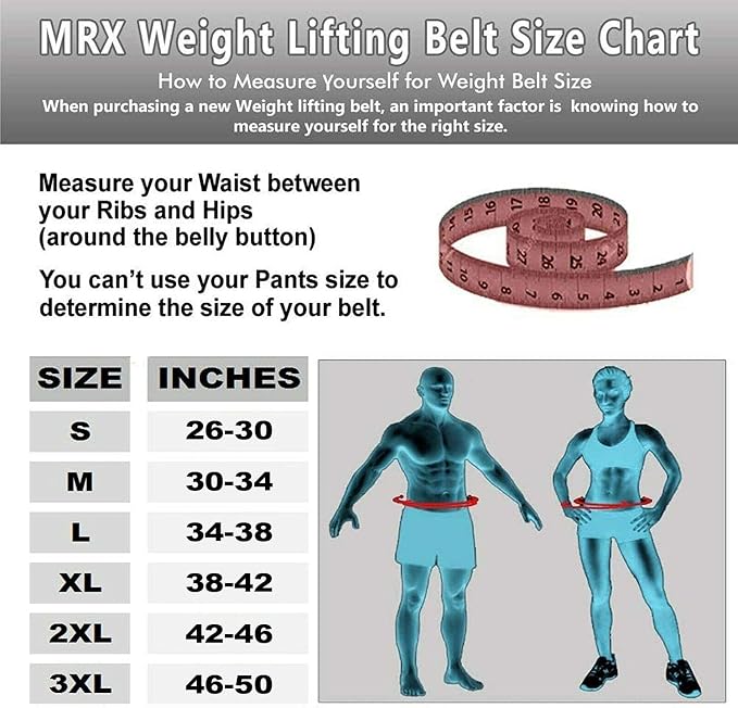 MRX Weight Lifting Belt Genuine Leather - 4 Inches Wide 8mm Thick Padded Lumbar Back Support Double Prong Powerlifting Belts Heavy Duty Deadlifts Workout Squats & Exercise Belt for Men & Women