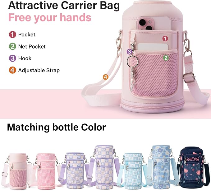 DYSANKY Mother's Water Bottle Gift– 64 oz Insulated Stainless Steel Bottle with Carrier Bag, Strap & Gift Box – BPA-Free – Ideal for Hiking, Camping & Travel 64 oz