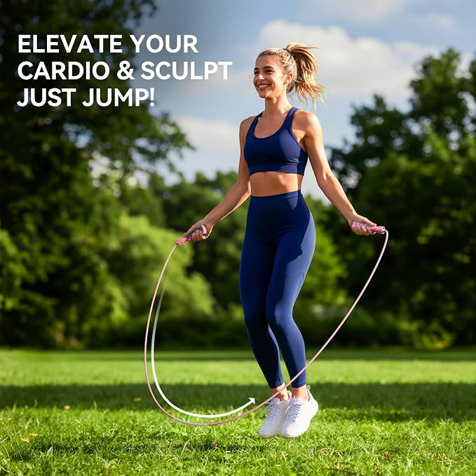 Jump Rope Cotton Adjustable Skipping Weighted jumprope for Women，Adult and Children Athletic Fitness Exercise Jumping Rope (Pink)
