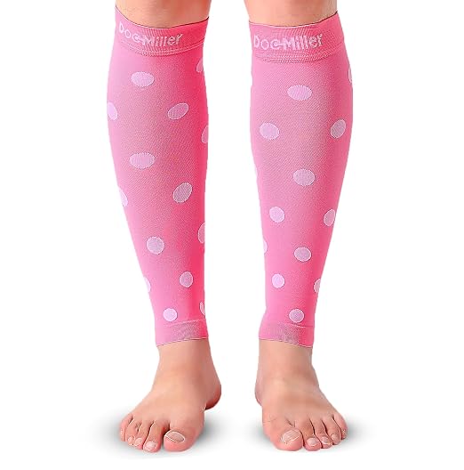 Doc Miller Calf Compression Sleeves 20-30 mmHg for Women & Men, 1 Pair | Footless Compression Socks, Polka Dots Design, Shin Splints Relief, Varicose Veins, Running, Nurses, Travel, Leg Support