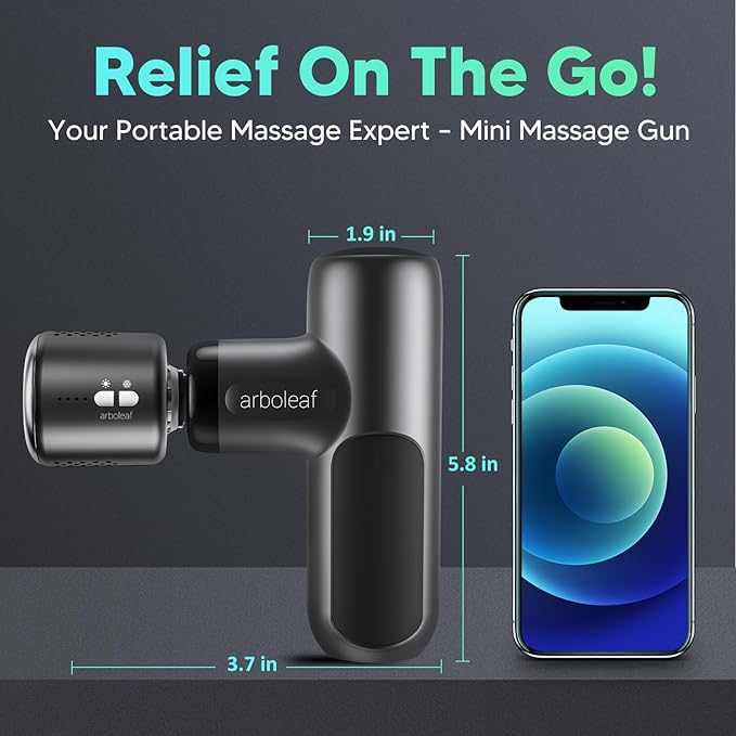 arboleaf Thermacool Massage Gun, Heat and Cold Percussion Back Pain Relief | percussion massage, back pain relief, handheld travel size, ultra-quiet, Gifts for Him and Her
