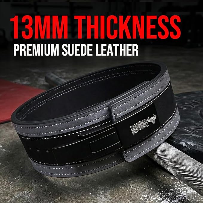 IBRO Powerlifting Lever Gym Belt – Power 8MM, 10MM or 13MM Extreme Heavy Duty Genuine Leather Belts - Squats Deadlifts Bodybuilding Weight Lifting IPF Power Lifting Strongman for Men