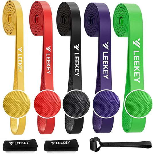 LEEKEY Pull Up Assistance Bands,5-125LB Resistance Bands with Grip、Door Anchor、Gym Bag - Exercise Bands for Full-Body Training, Fitness, Physical Therapy -USA Original Patent