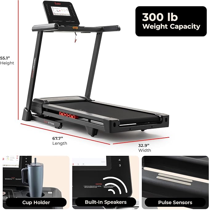Sunny Health & Fitness Smart Wi-Fi Treadmill with Auto Incline