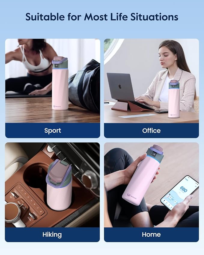 WaterH BOOST Smart Water Bottle Tracker with Reminder to Drink Water, 24oz | BPA-Free Double Wall Vacuum Insulated Stainless Steel, Leakproof, Smart App Tracking, Fits Cup Holders, Wide Mouth for School