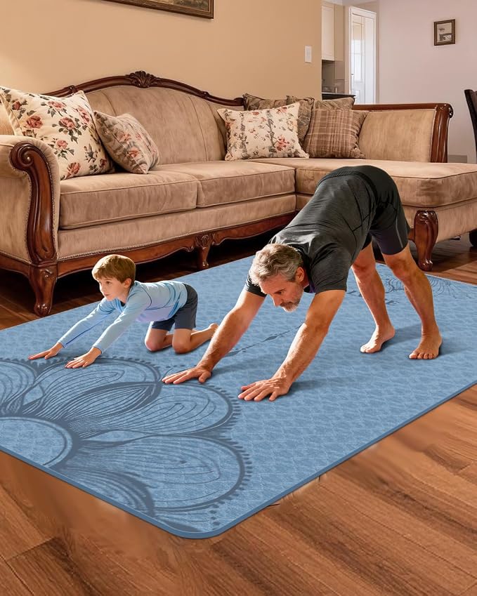 Large Yoga Mat (75.5"x47.6"x0.4"）Extra Wide & Thick 10mm | Non-Slip Exercise Mat, High-Density TPE Mat for Yoga Pilates & Home Gym Workouts