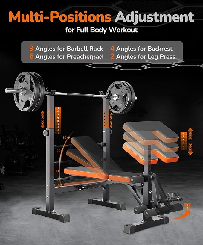 Adjustable/Foldable Weight Bench, 660LBS Home Gym Workout Bench Lifting Sit-up Exercise Bench for Bench Press