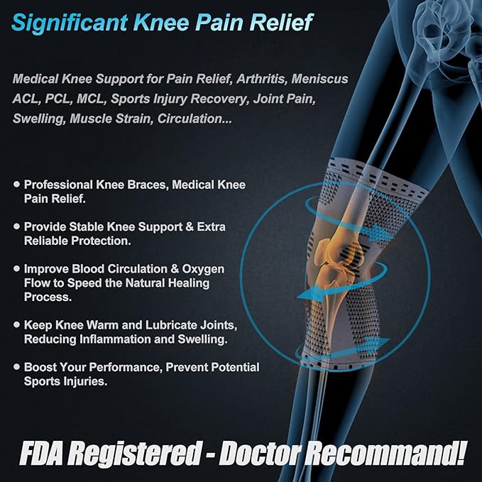 NEENCA Professional Knee Brace, Medical Knee Support for Women & Men Relief | Patented Patella Gel Pad & Side Stabilizers, Compression Sleeve for Knee Pain, Swelling, ACL, PCL, Arthritis, Sports, Workout