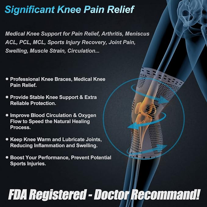 NEENCA Professional Knee Brace, Medical Knee Support for Women & Men Relief | Patented Patella Gel Pad & Side Stabilizers, Compression Sleeve for Knee Pain, Swelling, ACL, PCL, Arthritis, Sports, Workout