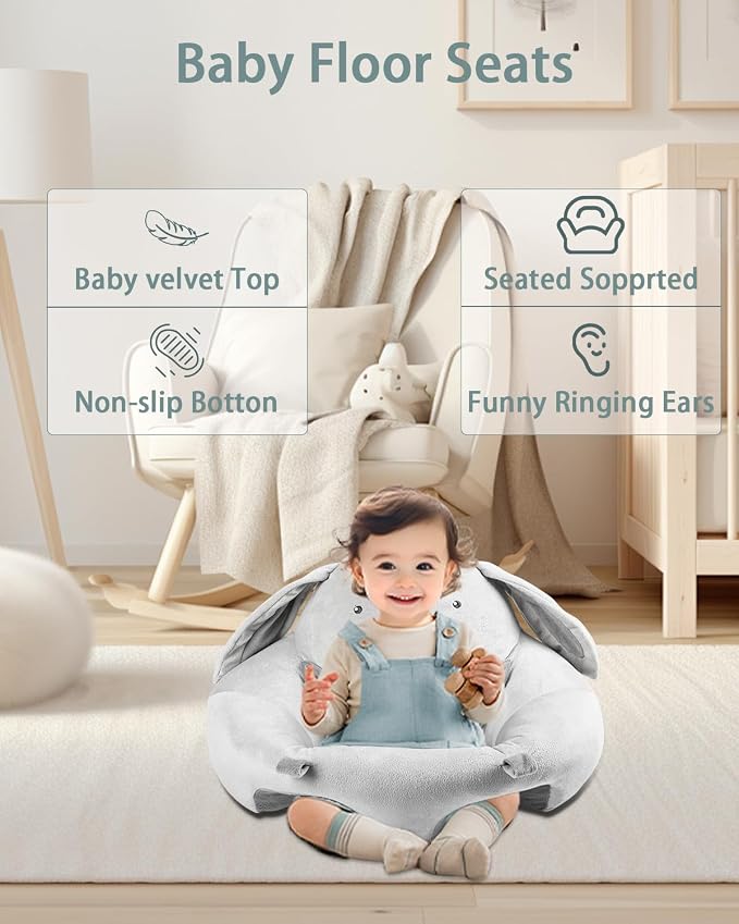 suihuooo 3-in-1 Baby Play Mat, Baby Seats for Infants for Sitting Up, Tummy Time Mat with 5 Detachable Toys, Baby Activity Gym & Playmats for Babies 0-6 6-12 Months, Newborn Shower Gifts