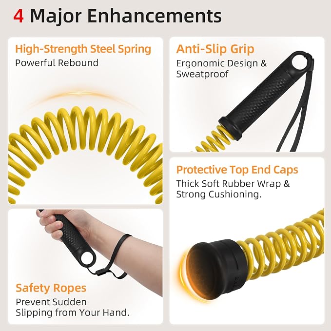Abahub Weighted Ropeless Battle Rope, Portable Silent Cordless Battle Ropes, Space Saving Home Gym No Battle Ropes with Storage Bag, 2PCS Yellow - Set B