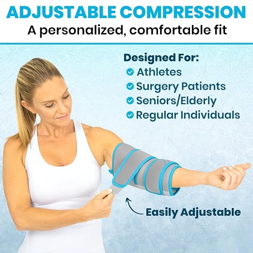 Vive Elbow Ice Pack Wrap - Ultra Cold Gel Ice Pack for Injuries Reusable | Elbow Support Compression for Cold/Hot Therapy - Adjustable for Men/Women, Sports Recovery, Arthritis, Tendonitis Pain Relief