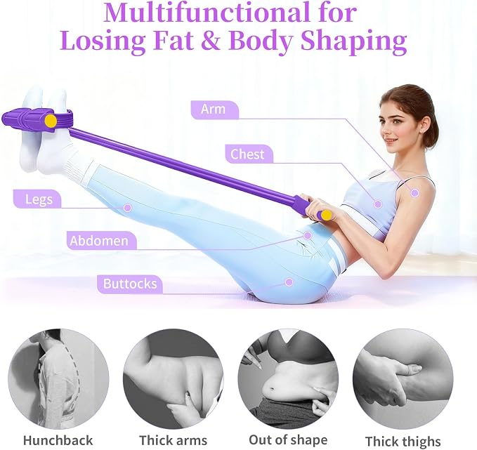 Pedal Resistance Bands with Handles, Durable 6-Tubes Multifunction Pedal Resistance Band, Natural Rubber Foot Pedal Resistance Bands, Fitness Resistance Bands for Abdomen, Waist, Arm, Leg