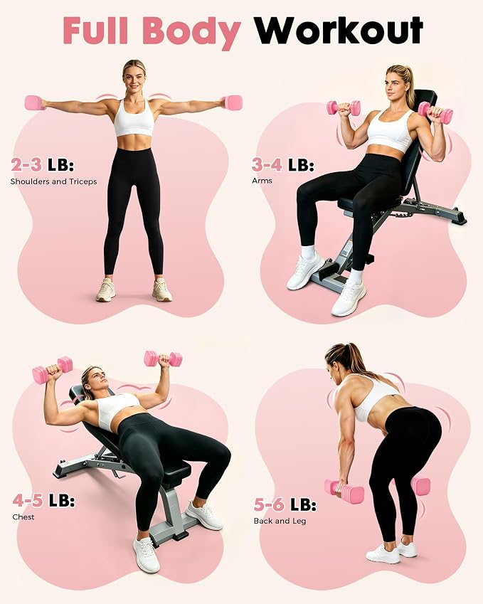 Equipro Hand Weights for Women at Home 6 LBS Adjustable Dumbbell Set of 2, Fast Adjust Dumbbells with TPU Soft Rubber Handle for Home Gym Exercise Training