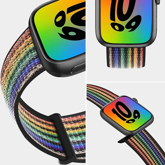 Sport Loop Nylon Band Compatible with Apple Watch Band 38mm 40mm 41mm 42mm 44mm 45mm 49mm Ultra iWatch Series 8 7 6 SE 5 4 3 2 1 Strap, Fit for iPhone Watch Band Women Men Stretchy Elastic | Nylon Sport Loop Wristband Compatible with Apple Watch Ultra ...