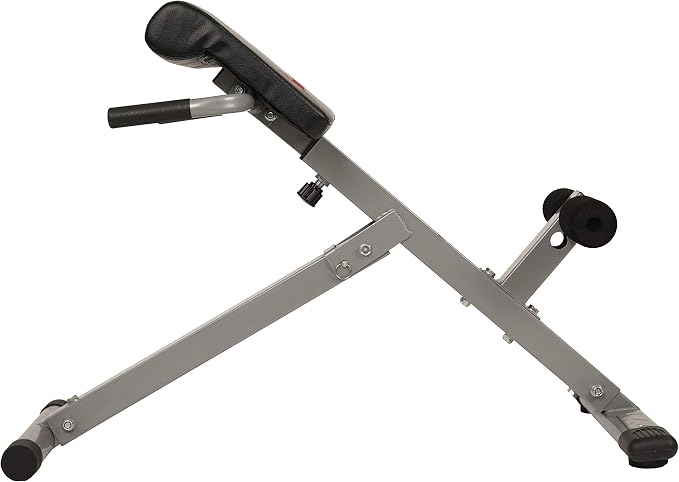 Sunny Health & Fitness Foldable Roman Chair, Back Hyperextension Bench | Adjustable Height, Folds Flat for Storage, Built in Dip Station, Targets Back, Abs & Core, Crunches & Back Extensions