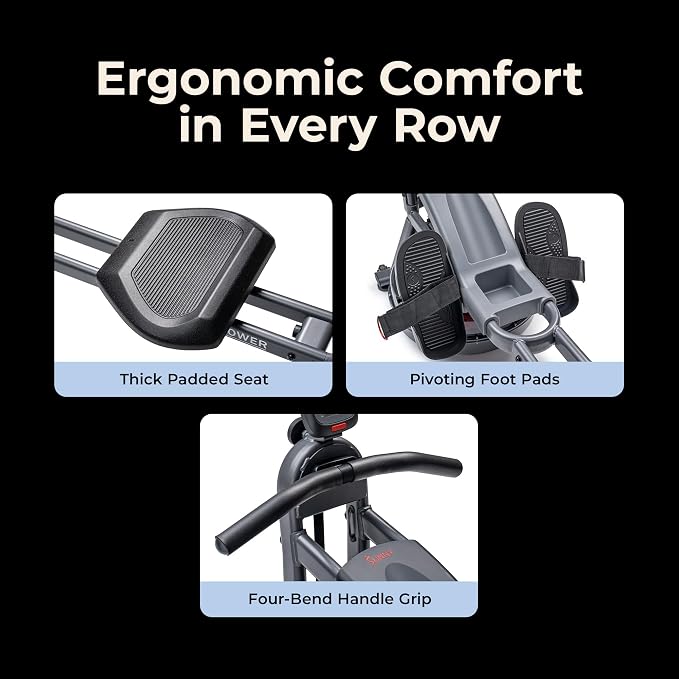 Sunny Health & Fitness Premium Water Rower w/Intensive Dynamic Real-Time Resistance, 300 LB Capacity Flip-able Rowing Machine for Home Training, Optional Free SunnyFit App Connection