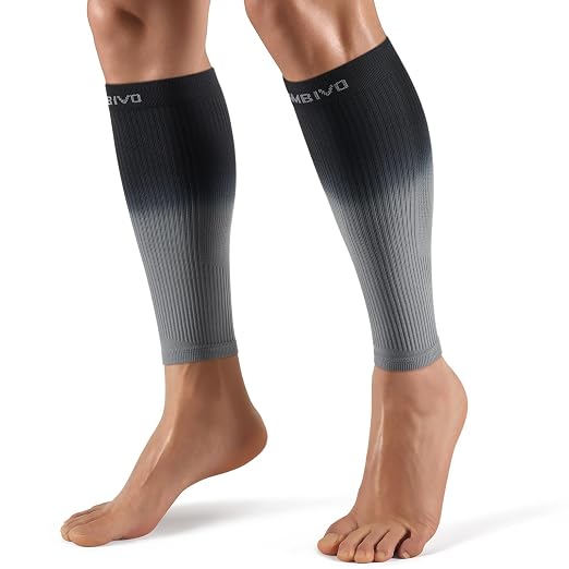 CAMBIVO Calf Compression Sleeves 20-30mmHg – Leg Support for Women Men | 20-30mmHg graduated compression footless leg sleeves for daily wear, runs, travel – gradient ombré style, breathable, 1 pair