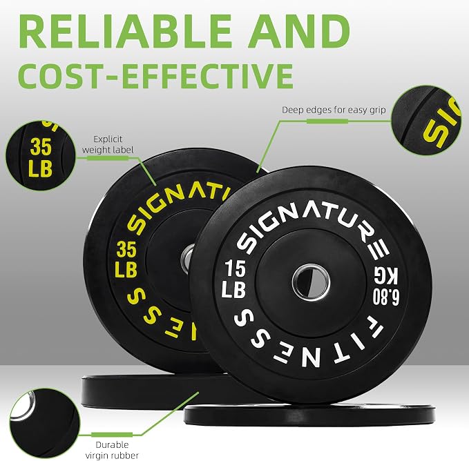 Fitvids 2-Inch Olympic Rubber Weight Plates Sets, Bumper Plates Set for Strength Training, 50-370 Lbs Multiple Options
