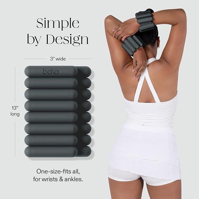 Bala Bangles Wrist & Ankle Weights for Women & Men, Home Gym Equipment | Adjustable Weighted Bands for Arm & Legs Workouts - Pilates, Yoga, Walking, Barre, & Strength Training Exercise