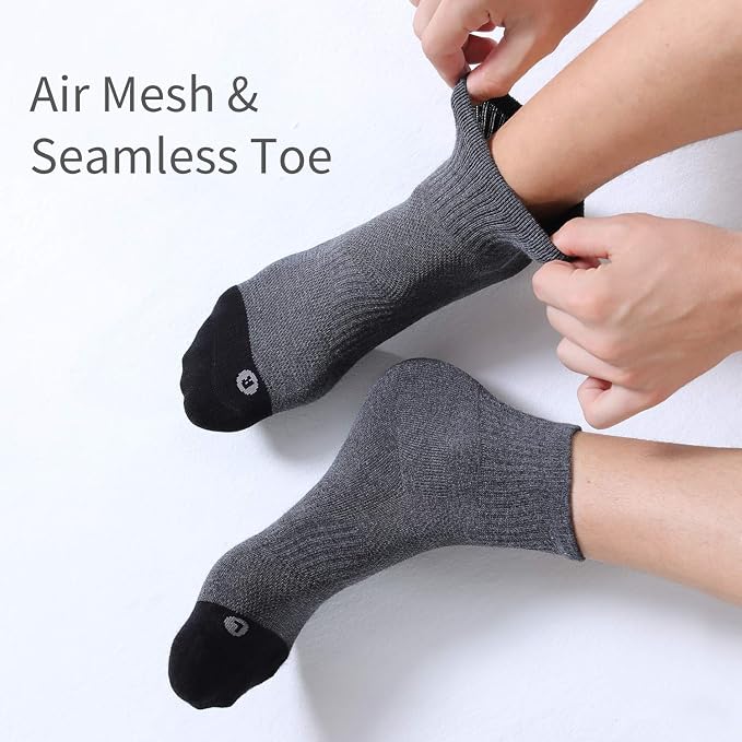 FITRELL 6 Pack Men's Athletic Ankle Socks Cushioned Sports Running Socks 7-9/9-12/12-15