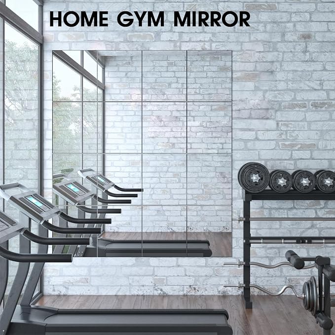 VASUHOME Glass Full Length Wall Mirror Tiles - [14 x12 Inch - 4PCS], Frameless Full Body Mirror for Home Gym, Bedroom, Living Room - Versatile Wall Mirror with Unrivaled Clarity
