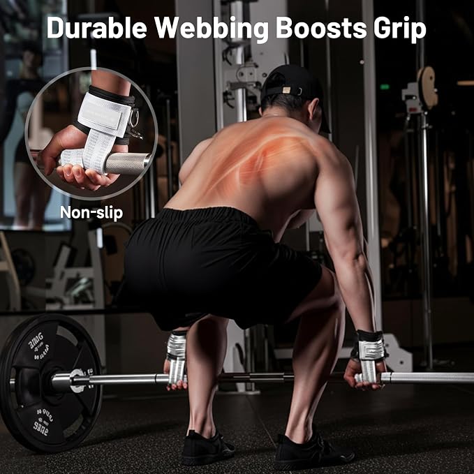 M MANUEKLEAR Wrist Straps for Weightlifting, Gym Lifting Straps with D Rings for Cable Machine,Weight Lifting Wrist Wraps for Men Women