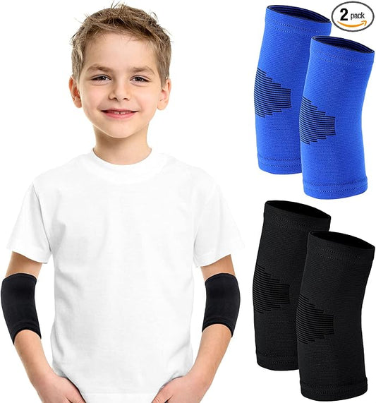 Kasyat 2 Pairs Kids Elbow Brace Knit Compression Elbow Sleeve Compression Brace Gym Arm Sleeve Gym Joint Support for Boys and Girls Teen Weight Lifting Sports (Large)
