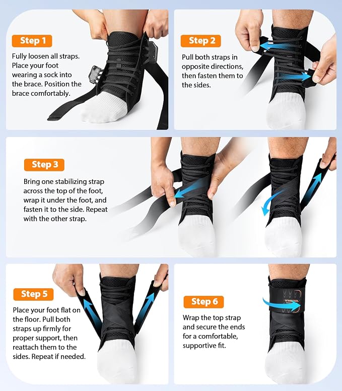 Slim-Fit Ankle Brace for Sprained Ankle, Quick Lace Up Ankle Support for Women Men with 2 Auto-Shaped Pads, Air Fabric Cool Ankle Stabilizer for Injury Recover, Running,Sports,White,XS