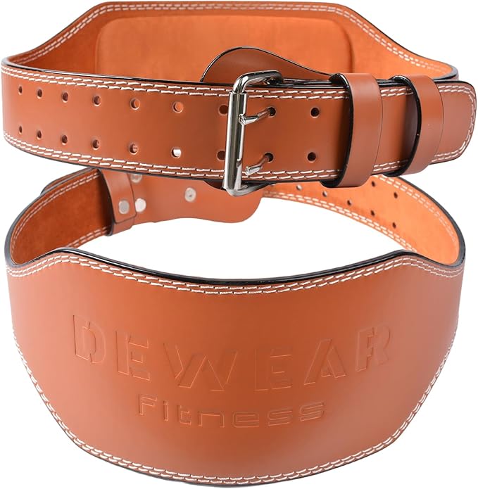 Leather Weight Lifting Belt, 4”& 6”Padded Lumbar Back Support, 10 Adjustable Holes, Gym Weight Belt Ideal for Deadlift, Powerlifting, Bodybuilding and Squat